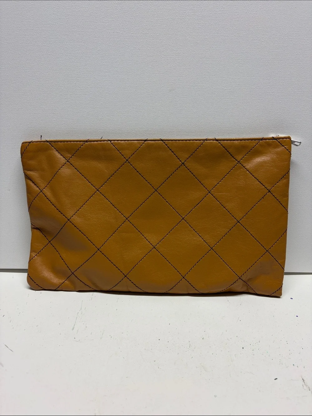 Selepaulo Quilted Tan Leather Clutch Bag